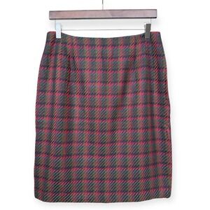 Vintage 90s Ellen Tracy Wool Cashmere Plaid‎ Lined Pencil Skirt Size 10